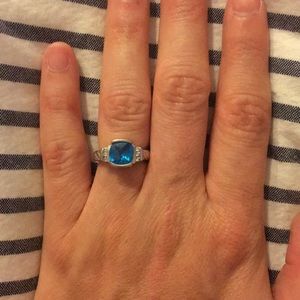 Blue and diamond ring